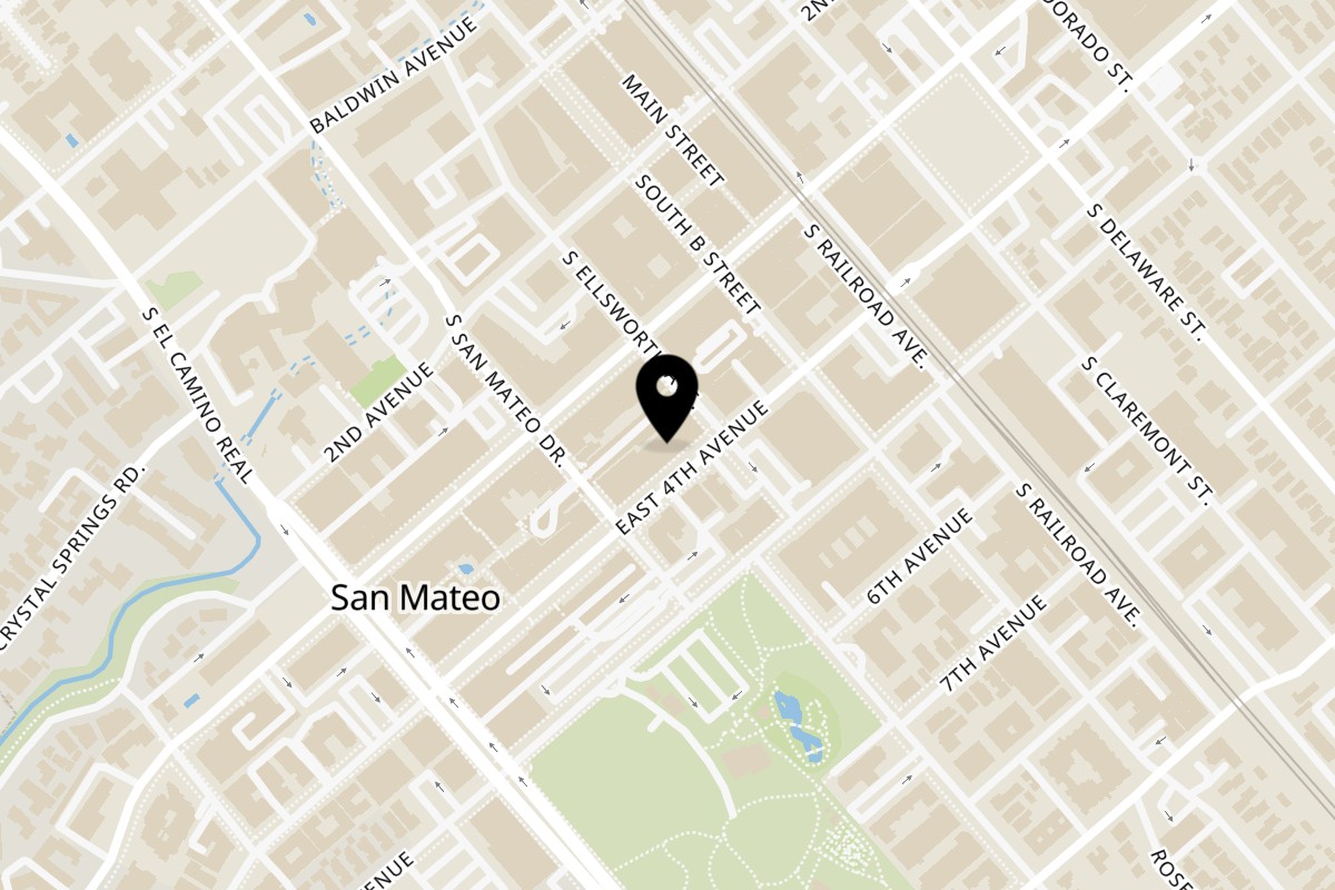 Map showing the location of Thonglor Thai Bistro on 173 E 4th Ave in San Mateo